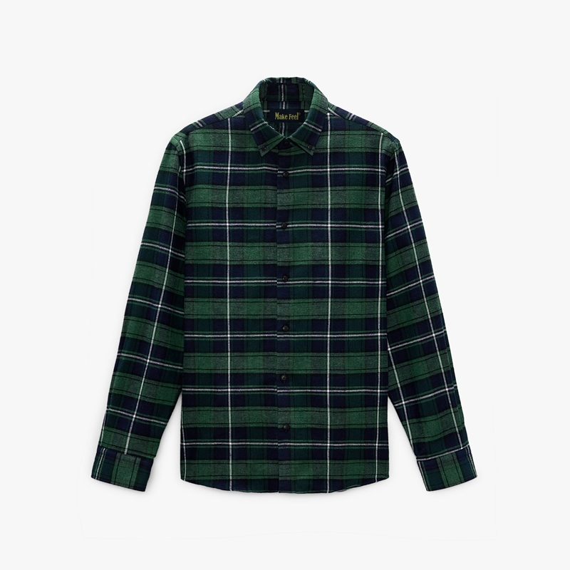 Green and White Check Shirt